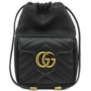 Gucci GG Marmont Quilted Bucket Bag Black Chain Shoulder Bag